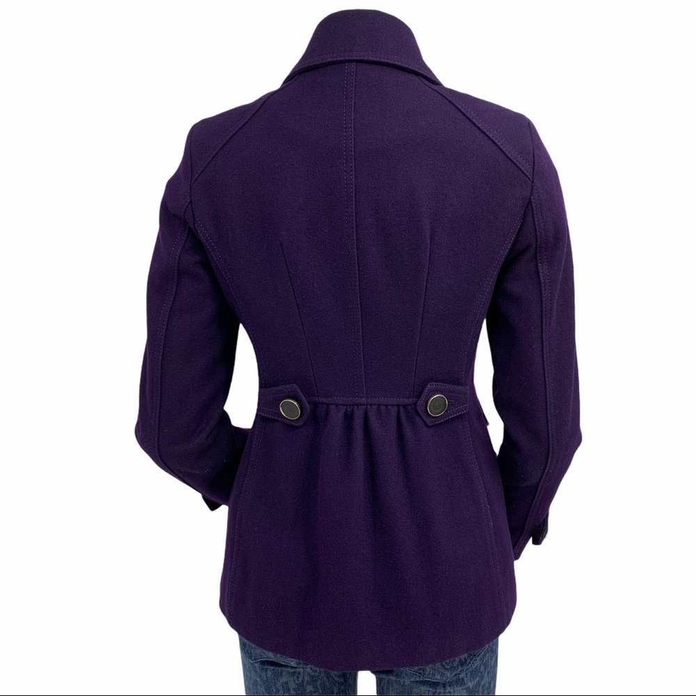 Wool Blend Purple Pea Coat- double breasted - Picture 4 of 14